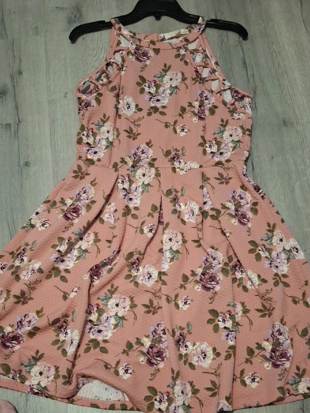 Rewind Pink Floral Halter Skater Dress